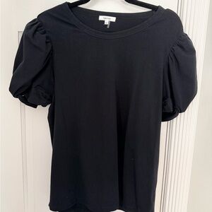 Tyler Boe Kari Classic Black Puff Sleeve Tee Stretch Top XL